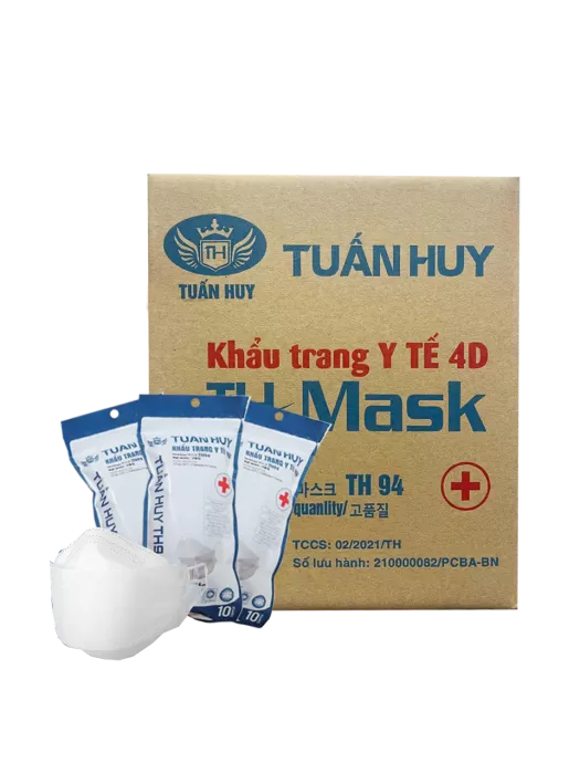 Khẩu Trang KF94 Tuấn Huy Trắng Thùng 300 Cái